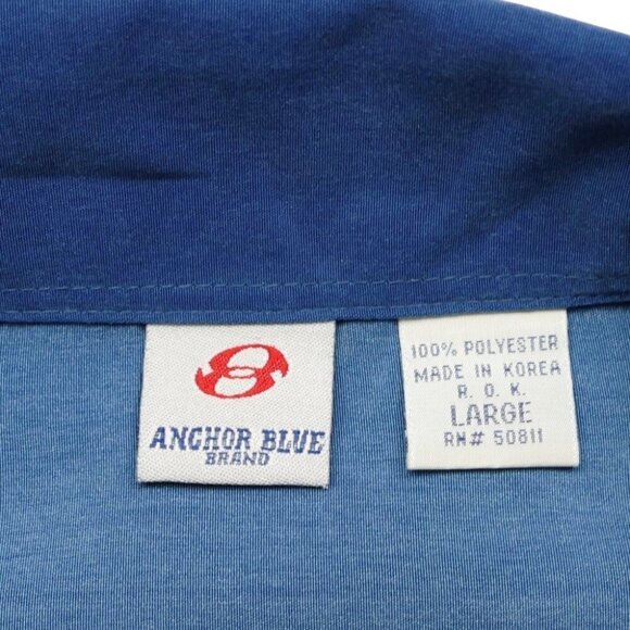 Vtg Anchor Blue Flame shirt 100% polyester shirt collar button up L Large - Picture 3 of 5